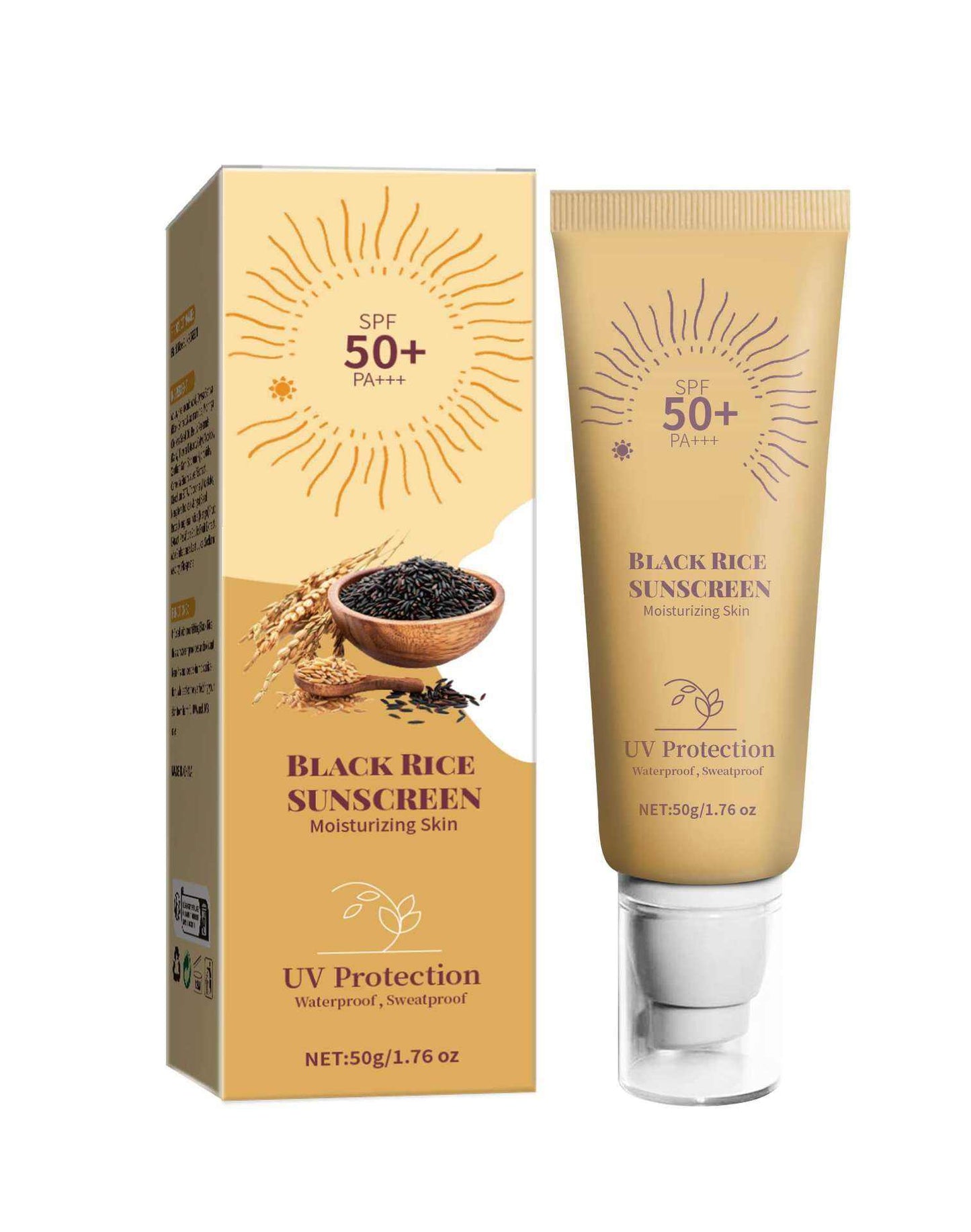 Sunscreen cream Black Rice SPF50 Face Reef Safe Formula Moisturizing