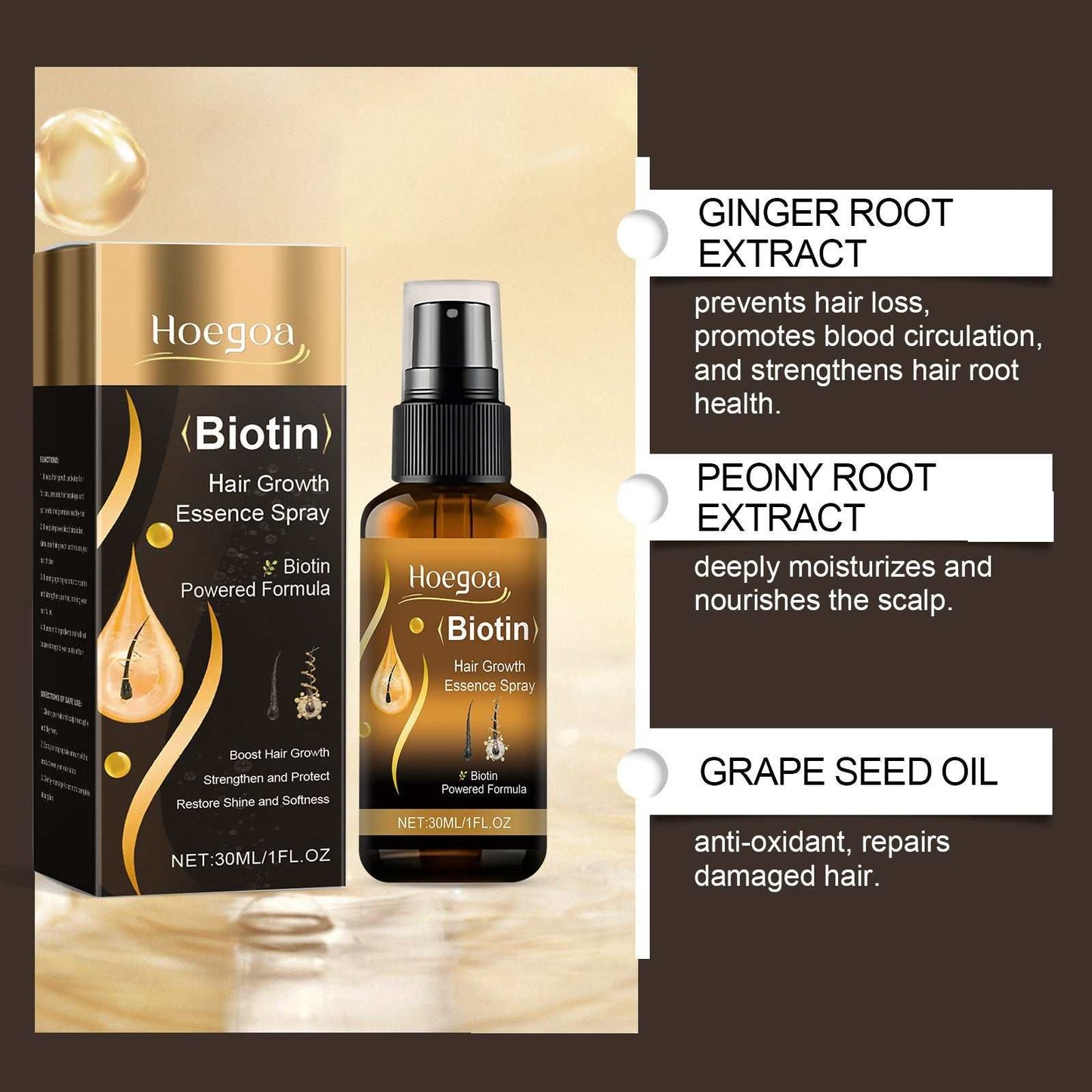 Hair Oil Biotin Repair Serum Spray Healthier Hair Serum Ginger