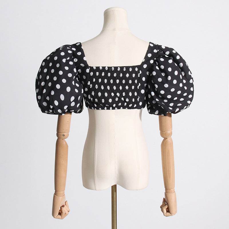 Woman Summer Dress Elegant Square-neck Puff Sleeve Polka Dot Printedoman Summer Dress Elegant Square-neck Puff Sleeve Polka Dot Printed