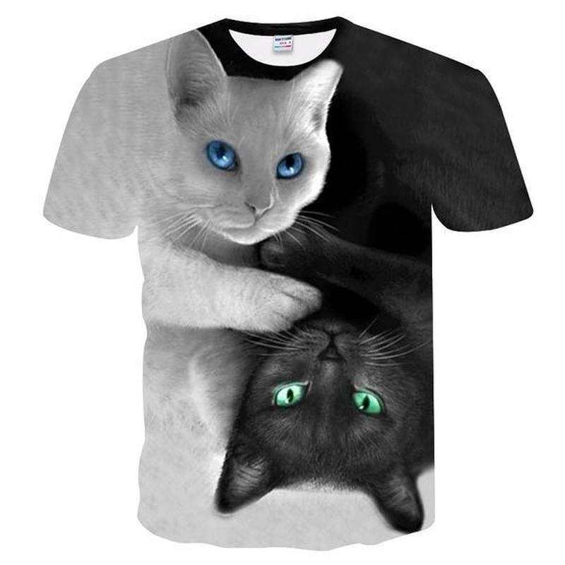 3D Printed T-shirt Cat Anime design Unisex Man & Woman visual effects