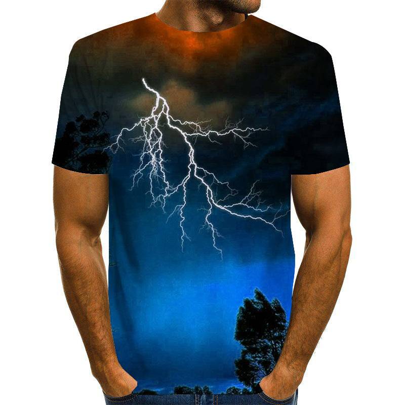 3D Printed T-Shirt - Lightning Tree Casual Youth Style