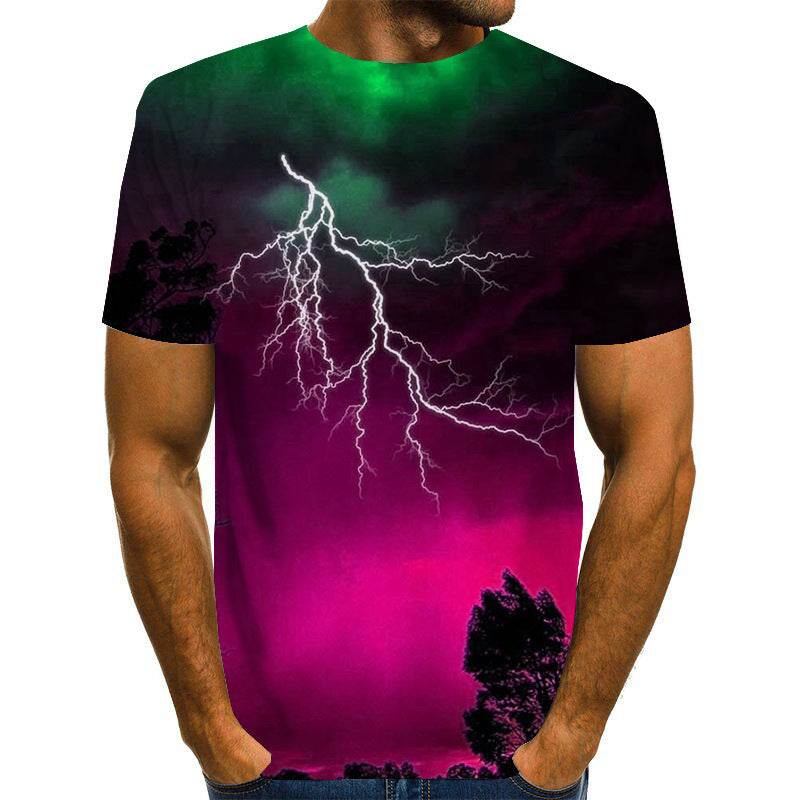 3D Printed T-Shirt - Lightning Tree Casual Youth Style