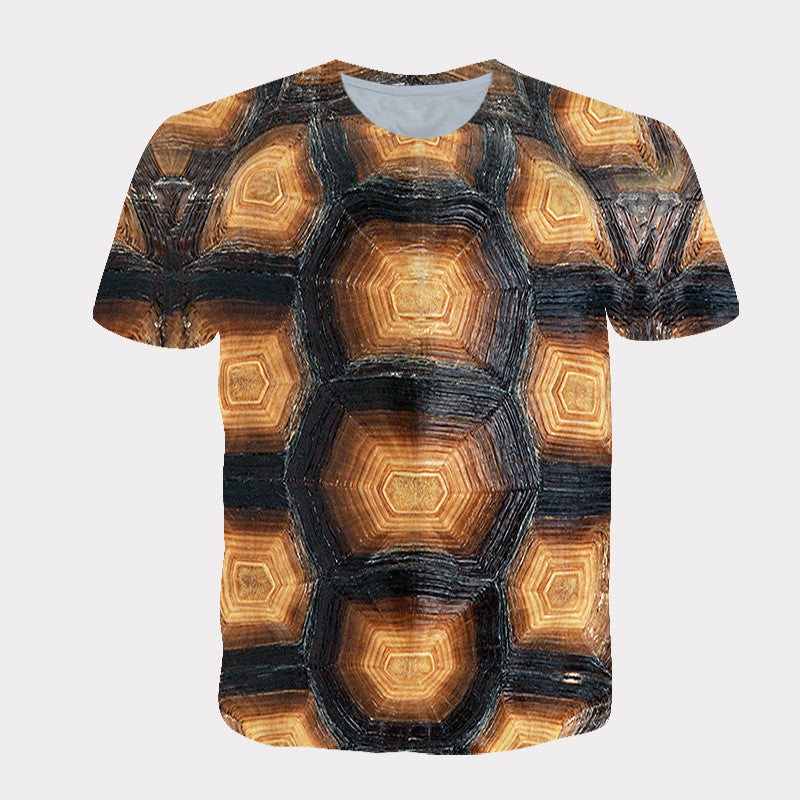 T-shirt with a hexagonal pattern on a white background