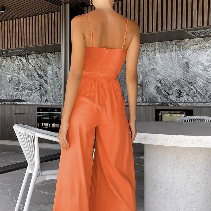 Jumpsuit Woman Sling Wide-leg Jumpsuit Fashion Casual Loose Bodysuit