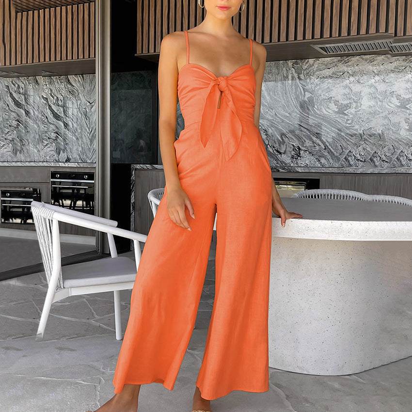 Jumpsuit Woman Sling Wide-leg Jumpsuit Fashion Casual Loose Bodysuit