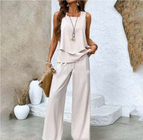 Pants Suits Printed Sleeveless Straight Clothing Sleeveless Tracksuits