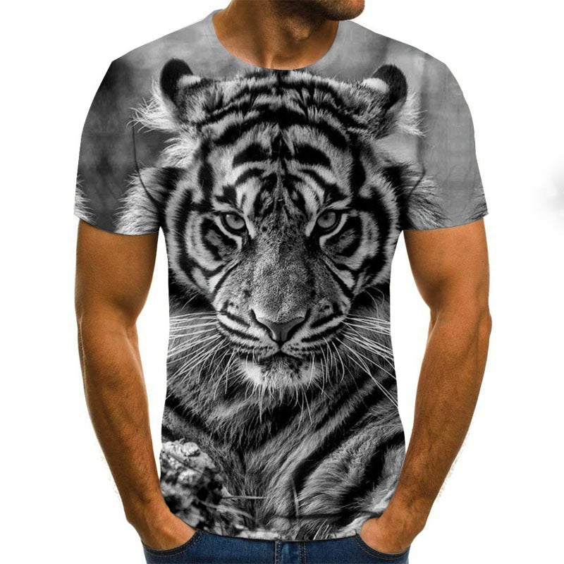 T-shirt with a tiger design on a plain background
