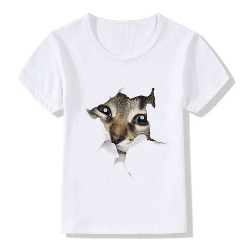 3D Printed T-shirt Cat Casual Short-sleeved Cat 3D Children's T-shirt