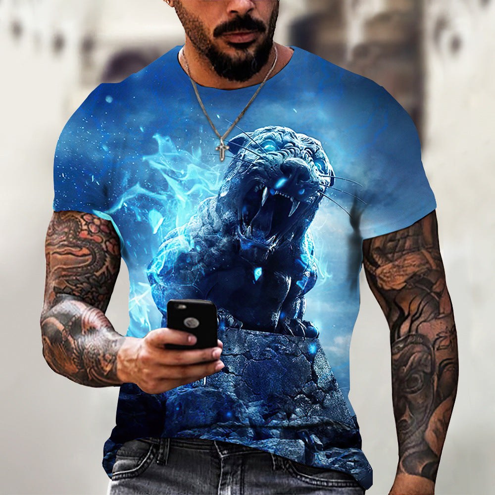 3D Printed T-Shirt Lion Beast Summer Men's & Women's T-Shirt Premium