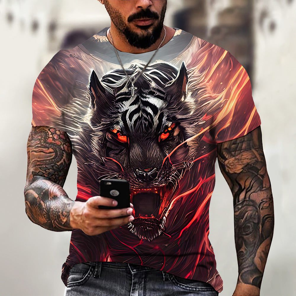 3D Printed T-Shirt Lion Beast Summer Men's & Women's T-Shirt Premium