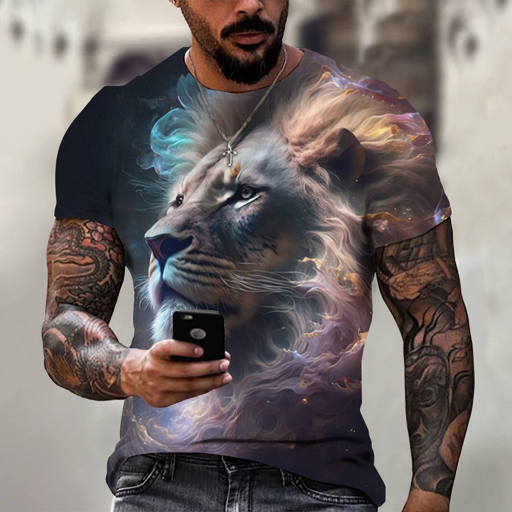 3D Printed T-Shirt Lion Beast Summer Men's & Women's T-Shirt Premium