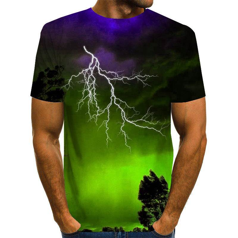 3D Printed T-Shirt - Lightning Tree Casual Youth Style