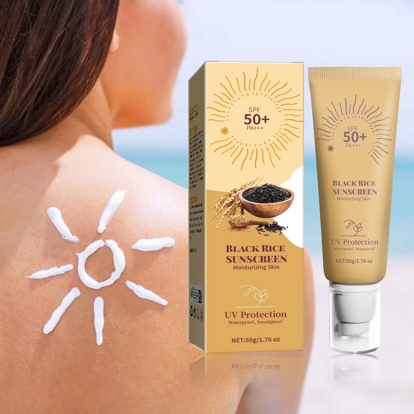 Sunscreen cream Black Rice SPF50 Face Reef Safe Formula Moisturizing