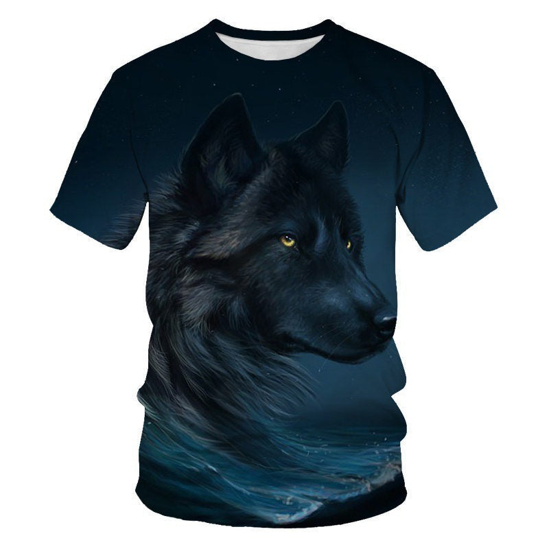 T-shirt with a wolf design on a white background