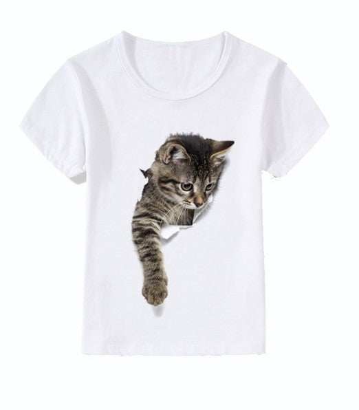 3D Printed T-shirt Cat Casual Short-sleeved Cat 3D Children's T-shirt