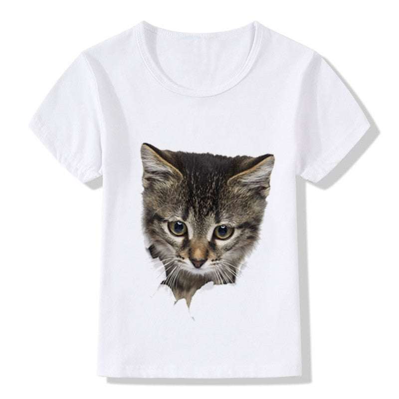 3D Printed T-shirt Cat Casual Short-sleeved Cat 3D Children's T-shirt