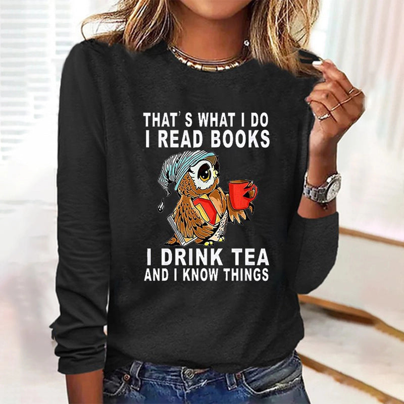 3D Printed T-Shirt Digital Ladies Loose Casual Long Sleeve | S-5XL