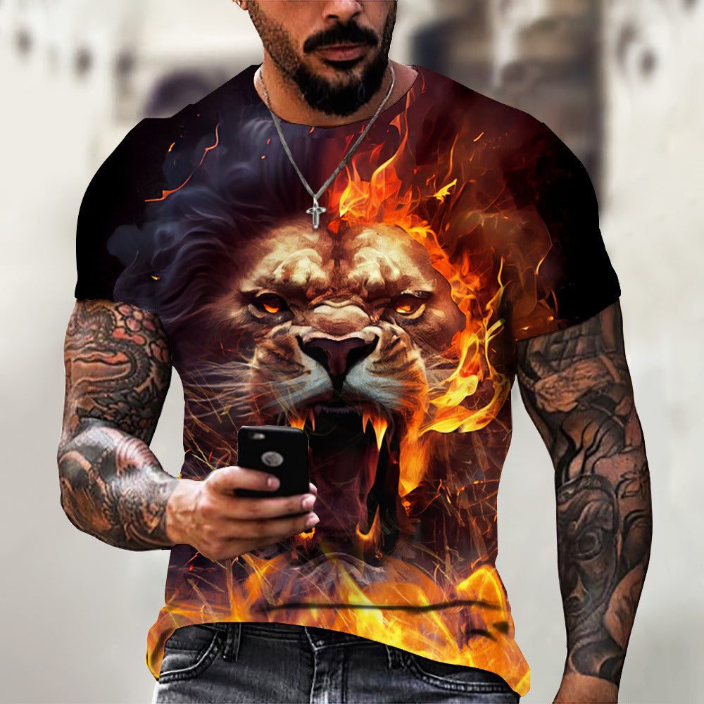 3D Printed T-Shirt Lion Beast Summer Men's & Women's T-Shirt Premium