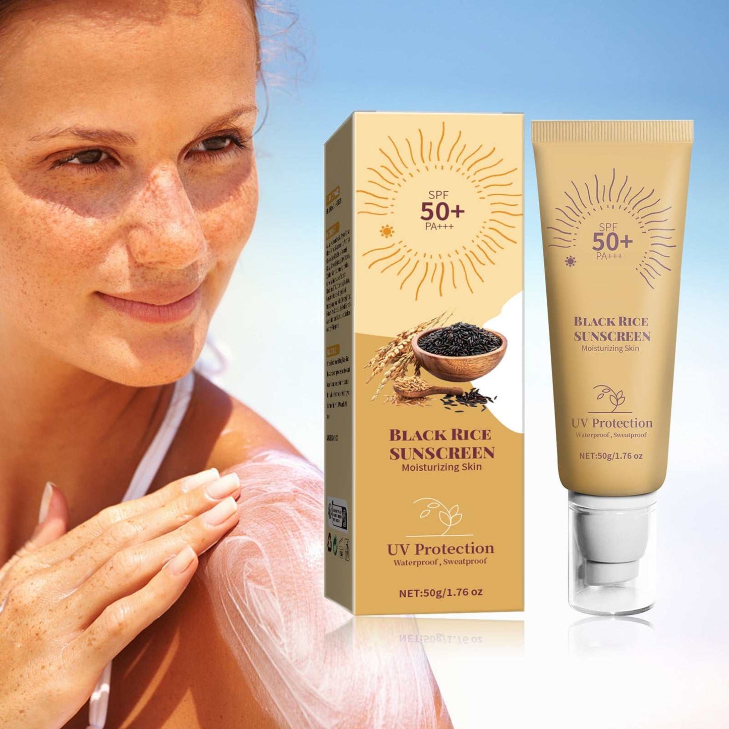 Sunscreen cream Black Rice SPF50 Face Reef Safe Formula Moisturizing