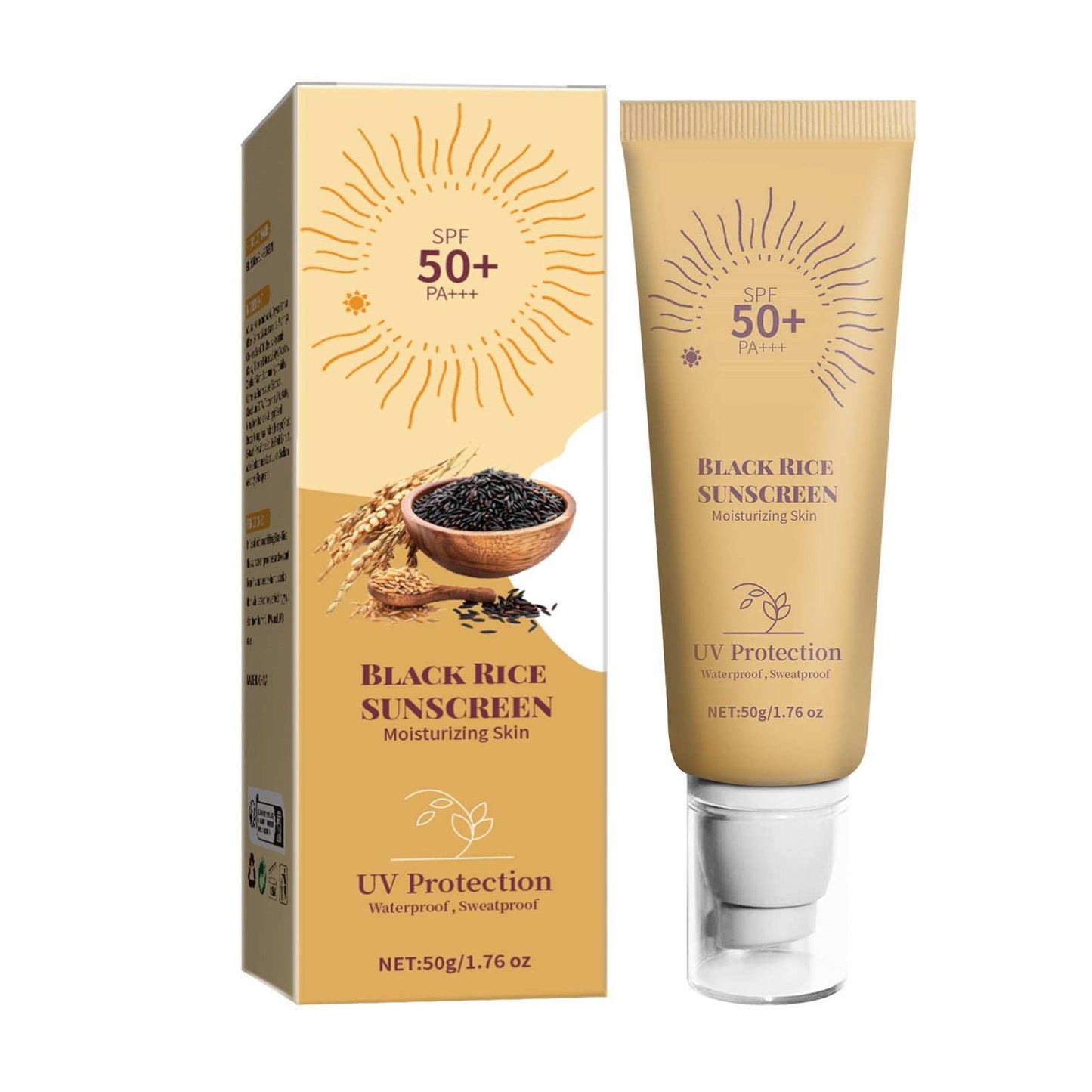 Sunscreen cream Black Rice SPF50 Face Reef Safe Formula Moisturizing