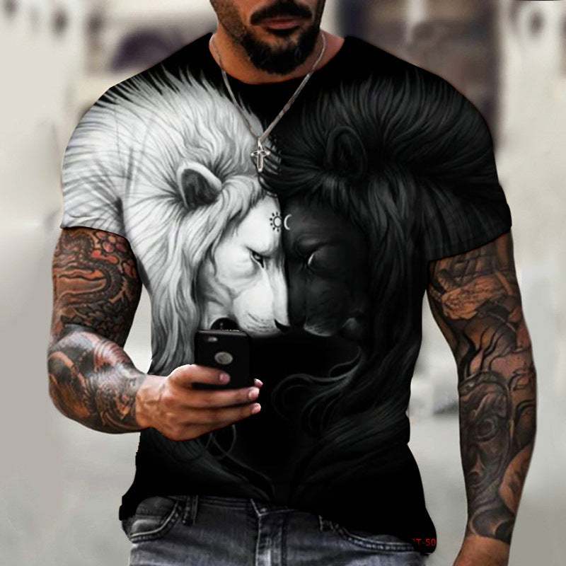 3D Printed T-Shirt Lion Beast Summer Men's & Women's T-Shirt Premium