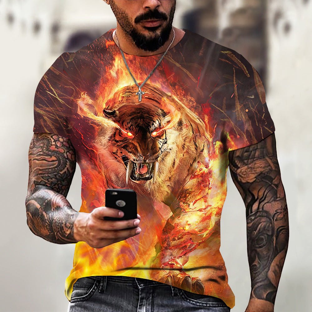 3D Printed T-Shirt Lion Beast Summer Men's & Women's T-Shirt Premium