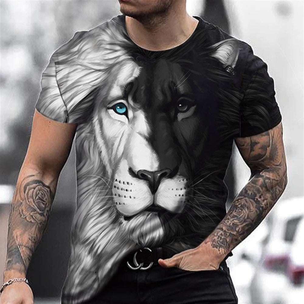 3D Printed T-Shirt Lion Beast Summer Men's & Women's T-Shirt Premium