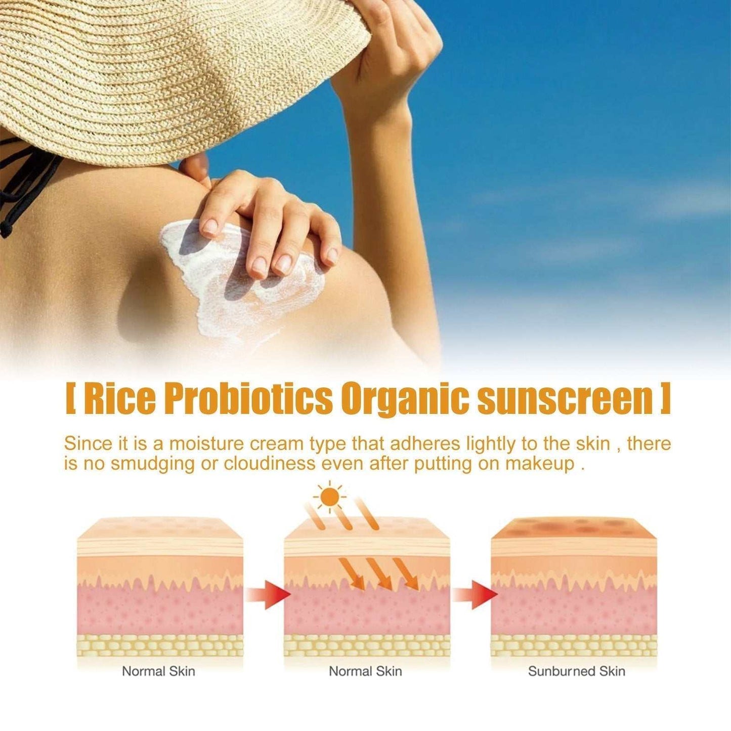 Natural Sunscreen Cream Organic Probiotic Rice Protection Face Body