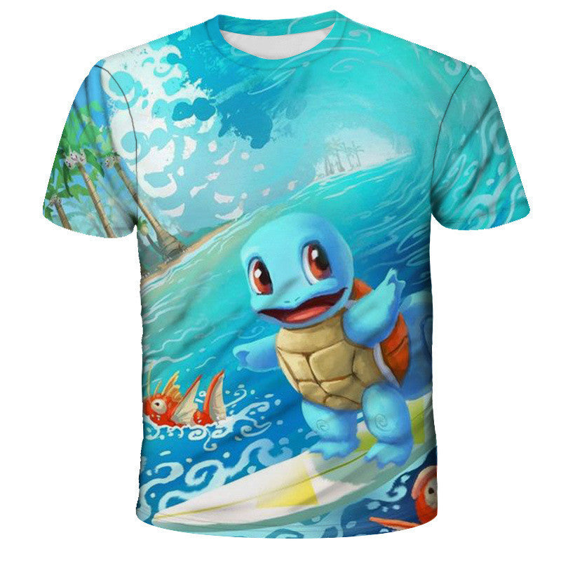 T-shirt with a cartoon character on a blue background