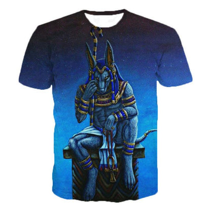 3D Printed T-Shirt Ancient Egyptian Anubis Deity Unisex Man and Woman.