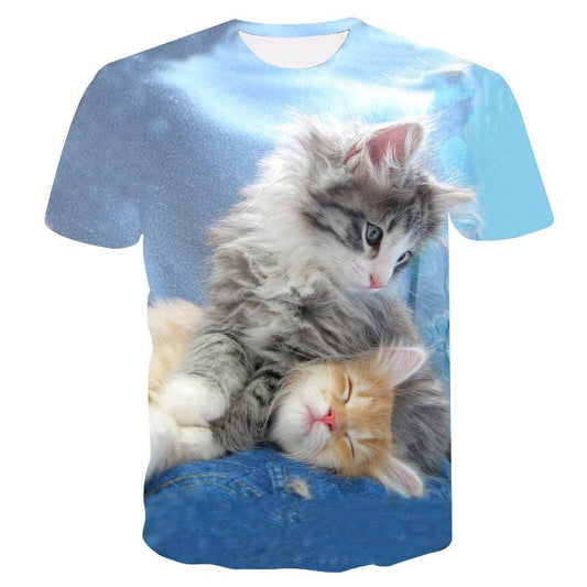 Men's T-shirt 3D printed animal cat casual short sleeve