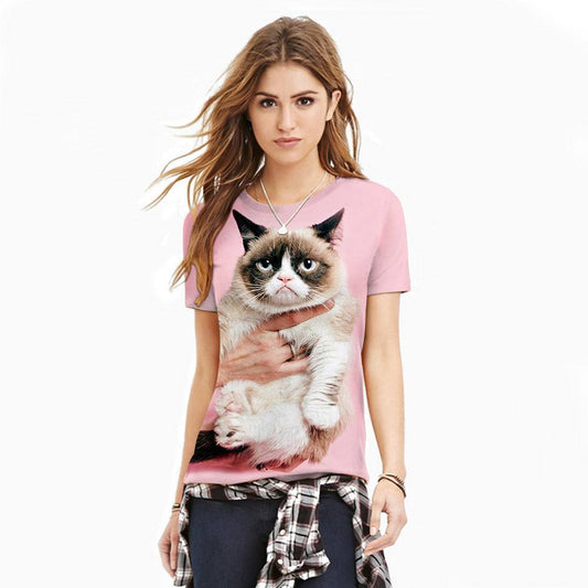 Grumpy3D Digital Printing Women's T-shirt Rose
