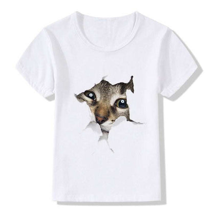 3D Printed T-shirt Cat Casual Short-sleeved Cat 3D Children's T-shirt 