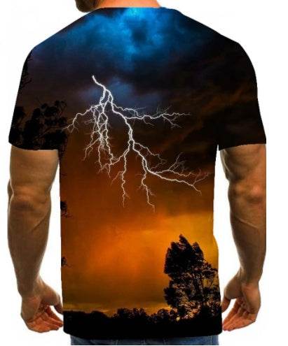3D Printed T-Shirt - Lightning Tree Casual Youth Style