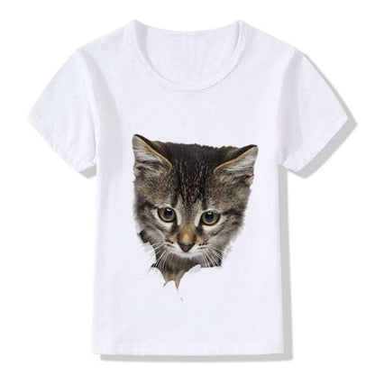3D Printed T-shirt Cat Casual Short-sleeved Cat 3D Children's T-shirt 