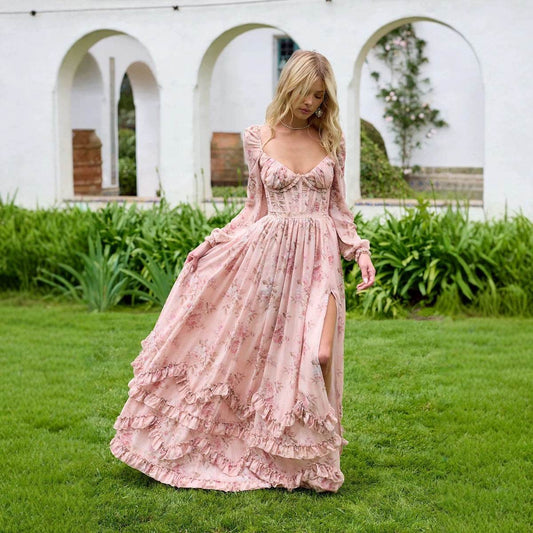 Woman Summer Dress Elegant Seaside Floral Beautiful Unique Sling Dress 