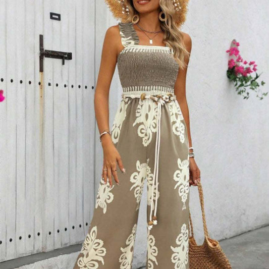 Ladies Jumpsuit Summer Elegant, Vacation Casual Sleeveless Wide Leg Wear