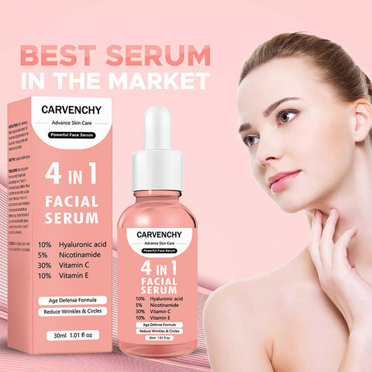 Face Serum Against Pigment Spots, Moisture and Firming, Vitamin C Serum, Niacinamide, Hyaluronic Acid, Anti Ageing, Anti Wrinkles  Advance Skin Care 4 In 1
