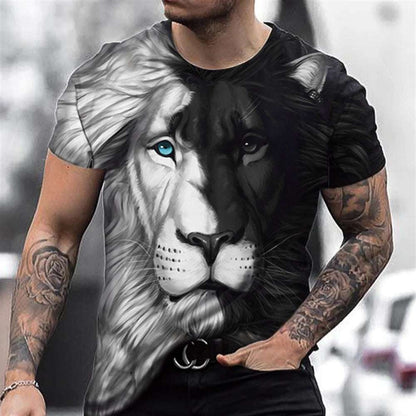 3D Printed T-Shirt Lion Beast Summer Men's & Women's T-Shirt Premium