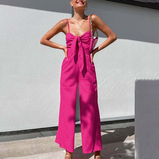 Jumpsuit Woman Sling Wide-leg Jumpsuit Fashion Casual Loose Bodysuit